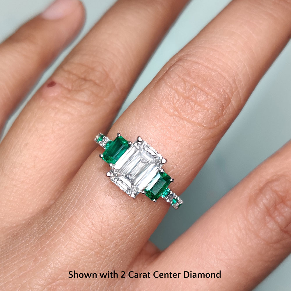 Emerald cut engagement on sale rings with side stones